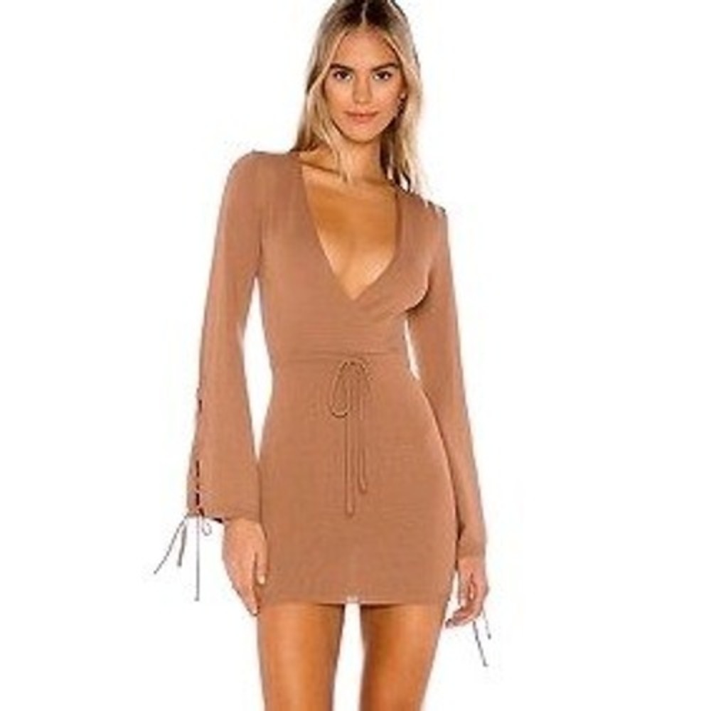 Superdown Revolve Rayla Mini Dress Women M Camel‎ Boho Clubwear Bodycon Neutral